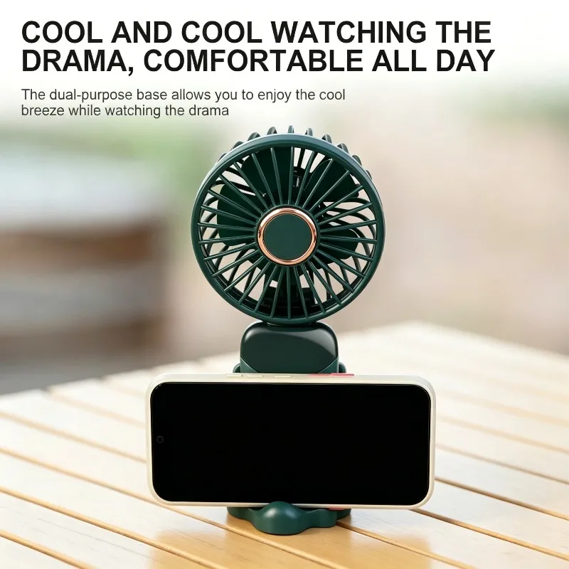 Compact Foldable USB Fan with Adjustable Speeds and Phone Stand Functionality