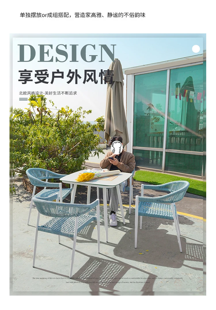 Description Picture 4 of itemOutdoor leisure tables and chairs, outdoor waterproof garden balcony, woven dining table and chair set of three pieces