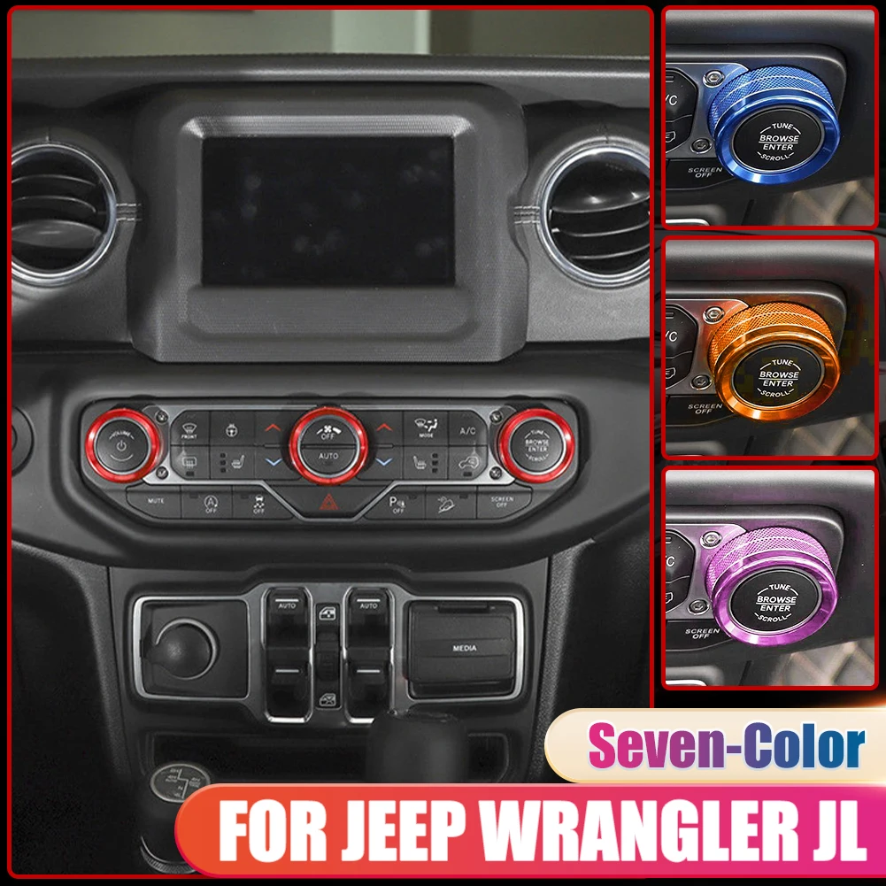 

Air Conditioning Knob Cover For Jeep Wrangler 2018-2023 Aluminum Alloy A/C Engine Button Outer Ring Cover Accessories