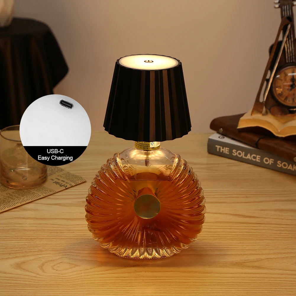 Rechargeable Metal Bottle Lamp with Dimmable Touch Control and Three Color Options Ideal for Home and Parties 4