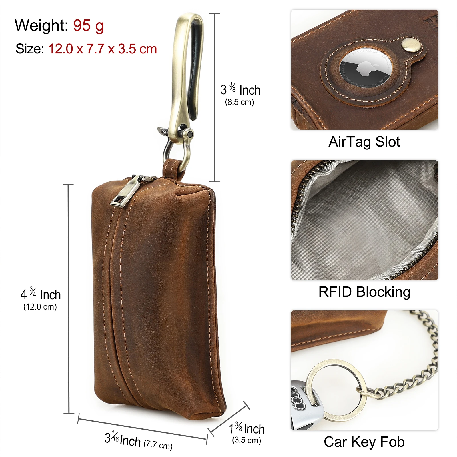 CONTACT'S Genuine Leather Car Key Pounch RFID Faraday Bag Key Pounch Leather Case for Car Security Holders