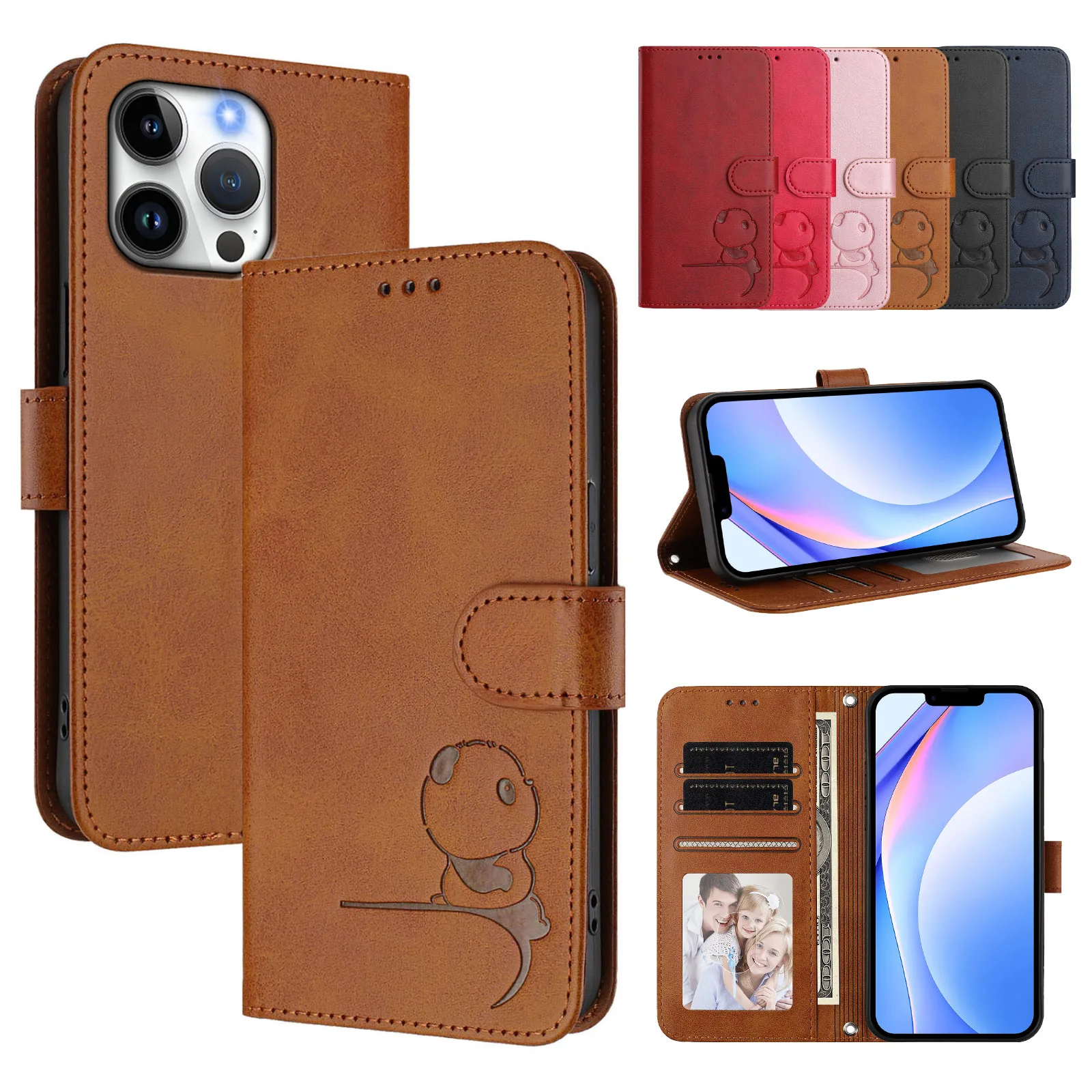 Adorable Panda Flip Case with RFID Leather Wallet and Card Slots