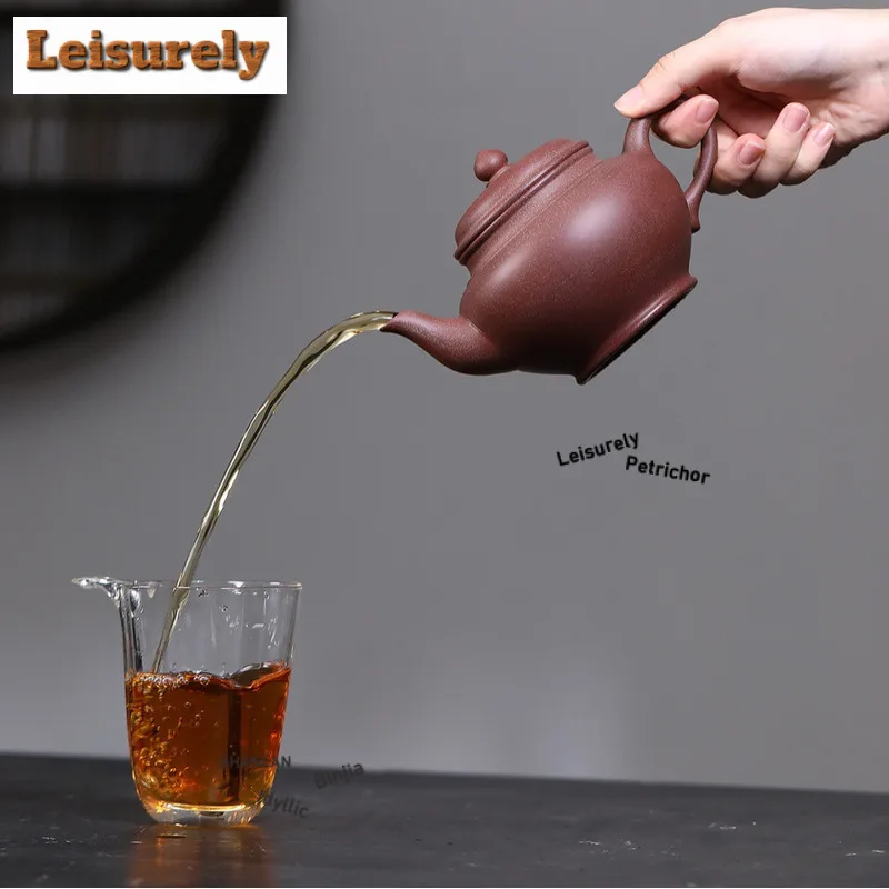 400ml Antique Yixing Purple Clay Teapots Handmade Laughing Sakura Pot Raw Ore Peach Blossom Mud Tea Soaking Kettle Zisha Tea Set