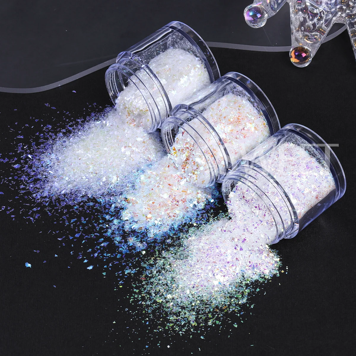 6pcs Aurora Chunky Nail Glitter Flakes Broken Irregular Iridescent Sparkly Rainbow Crafts Decor Shimmer Sequins Manicure Flash