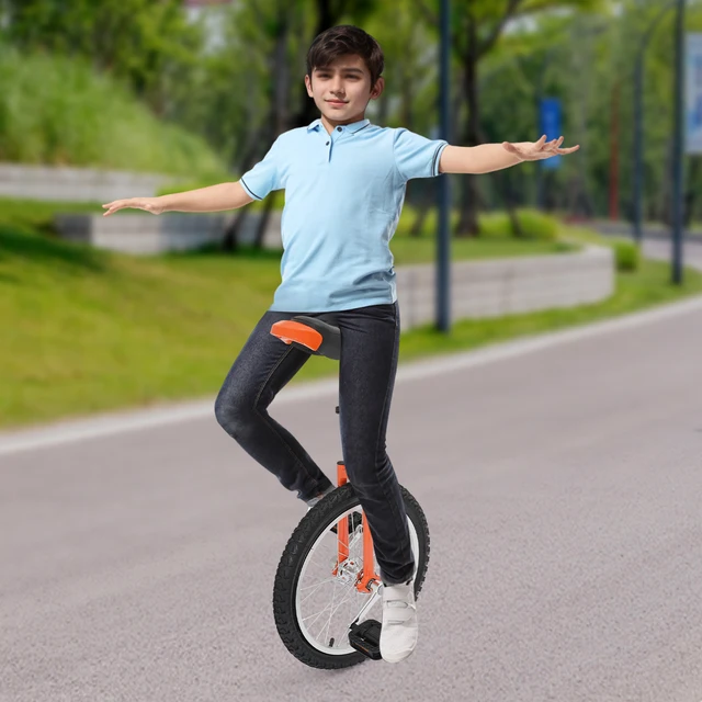 22241-7b4b55.jpg Orange Outdoor Exercise Unicycle Single Wheel Bike with Adjustable Height Comfortable Seat And Knurled Seatpost for Fitness Riding