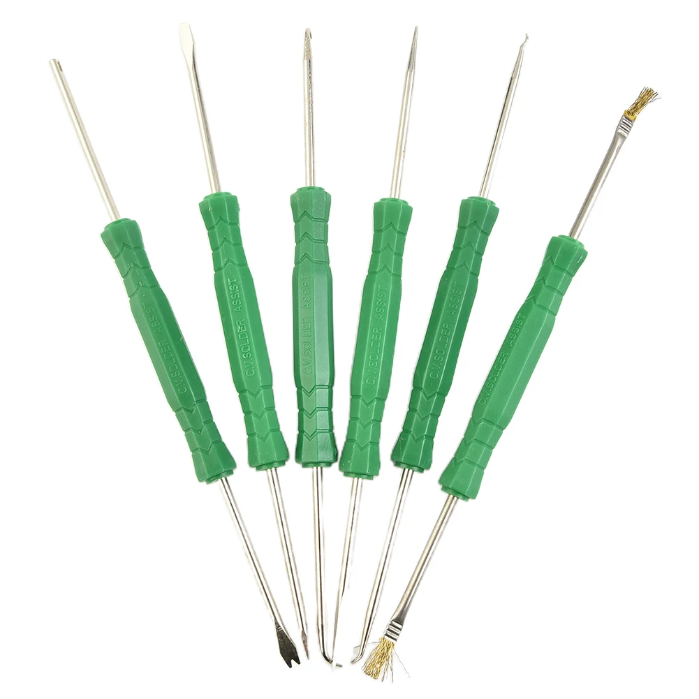 

6pc PCB Desoldering Aid Welding Tool Kit Soldering Assist Cleaning Repair Tool Set Scraper Awl Brush Fork Hook Push Rod