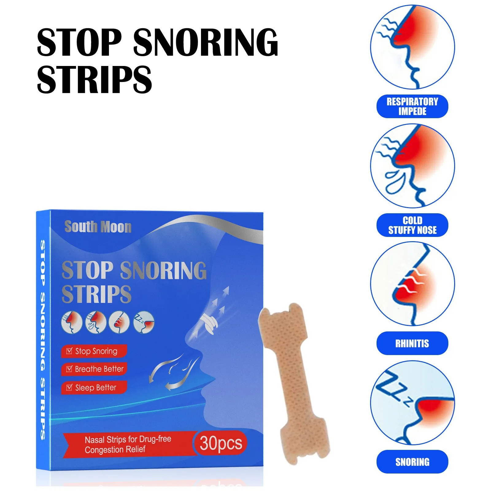 30/60/90/200Pieces Anti Snoring Nose Strips Pads for Breathing Correction Expansion Breathable Sleep Nasal Patches Nasal Strips