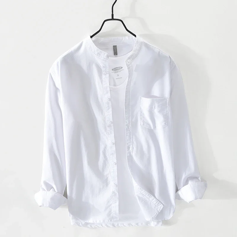 HIQOR Men's Fashion Casual Vintage Oxford Shirt - 100% Cotton