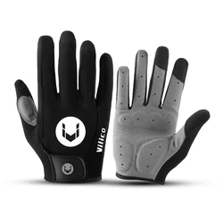 Men's Breathable Anti-Slip Full Finger Cycling Gloves with Padding - M (Vilico BK)