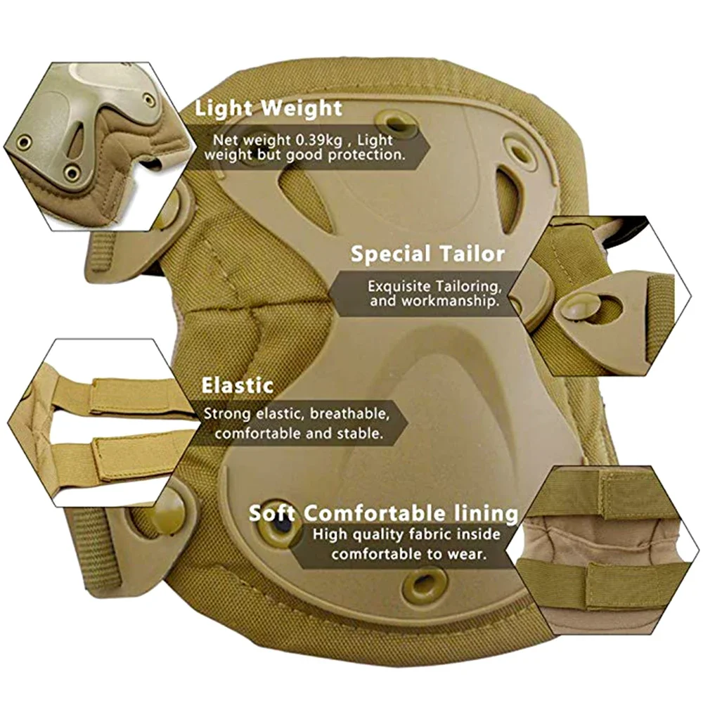 Tactical Knee Pads Elbow Protector Army Airsoft Outdoor Sport Hunting Safety Gear