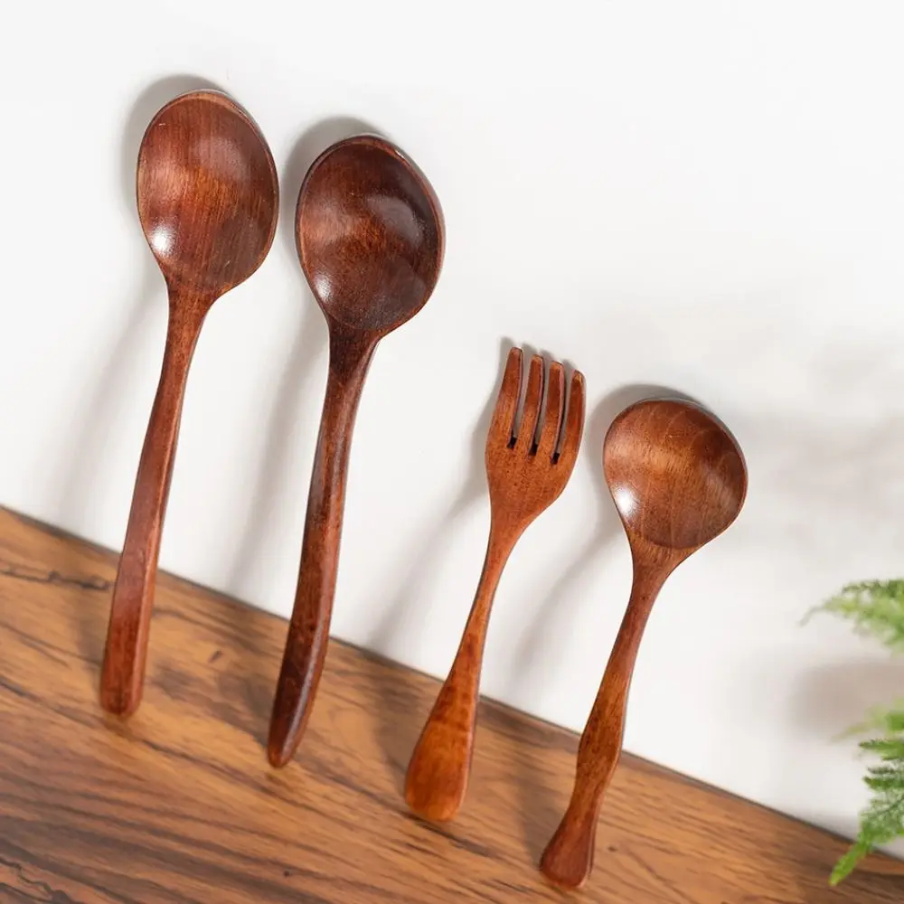 Non Scratch Ice Cream Kitchen For Soup Cooking Teaspoon Tableware Coffee Spoon Wooden Spoon Stirring Fork