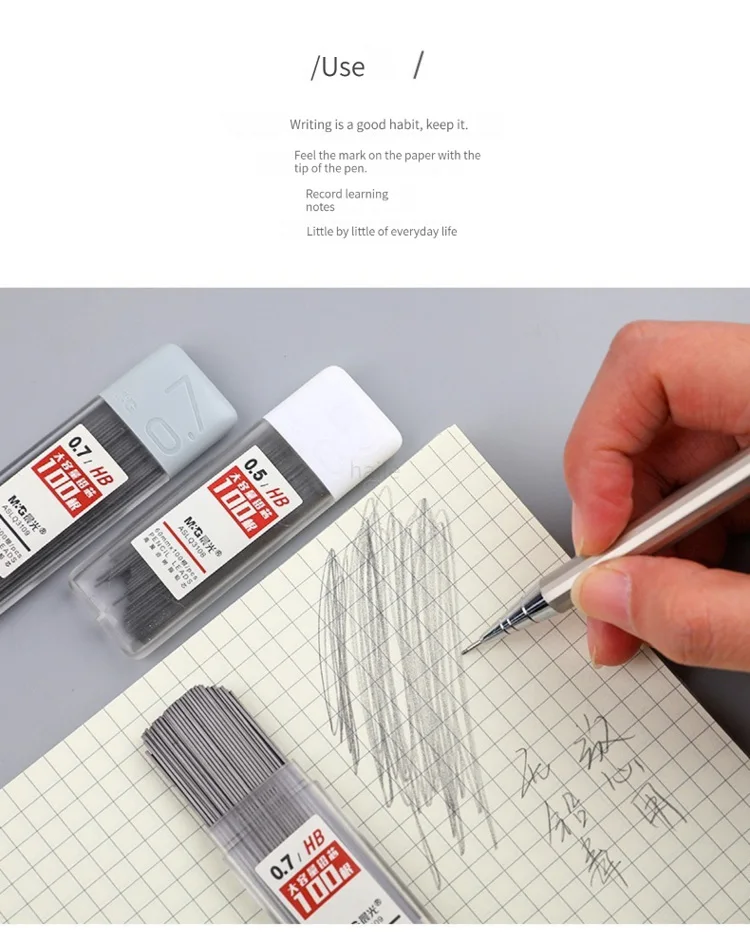 Haile 0,5/0,7 mm Druckbleistift-Nachfüllset mit Radiergummi, automatischer Bleistift für Studenten zum Skizzieren, Zeichnen, Schreiben, japanisches Briefpapier – Detail 9