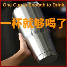 

Car Cup Water Cup Large Mug 304 Stainless Steel Ice Bull Cup Double Straw Coffee Insulation Cup Hydro Flask Thermos Cups