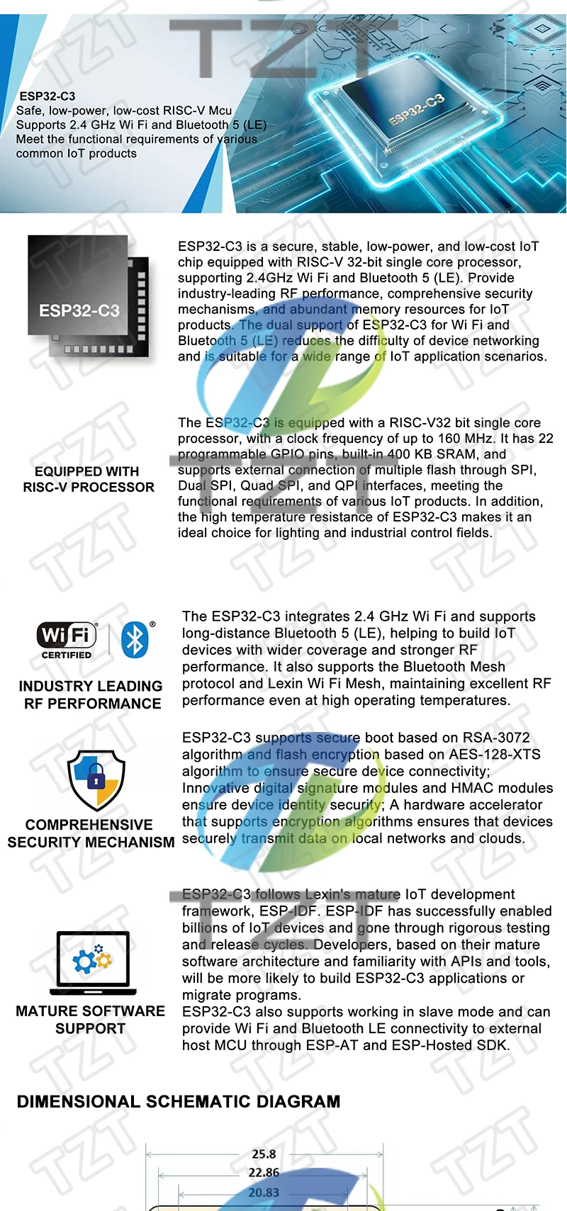 TZT Wemos D1 Mini ESP8266 ESP32 ESP32-C3 ESP32-C3-MINI-1-N4 Seriell WIFI + Bluetooth CH340G ESP8684 Entwicklungsboard für Arduino – Detail 5