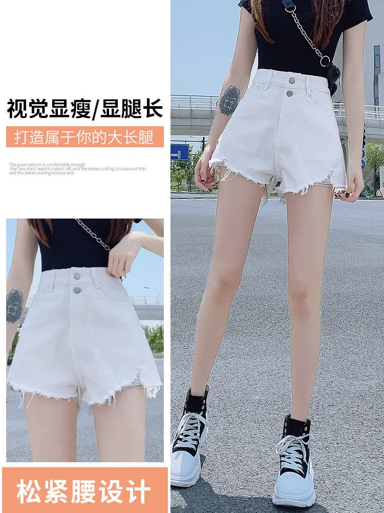 workout clothes for women Ripped Shorts Women Casual Summer Denim Shorts Y2K High Waist Cute Streetwear Korean Blue Gray White Black Shorts Distressed burberry shorts