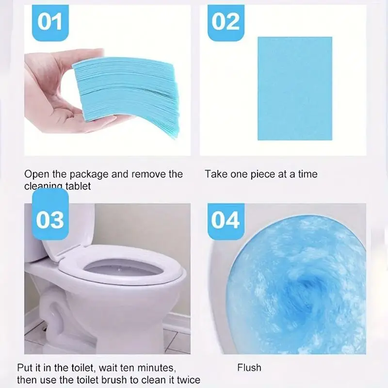 60pcs Toilet Cleaner Sheets with Odor Eliminator-Multi-Surface Fast-Dissolving Cleaning Pads for Bowl/Floor, Septic