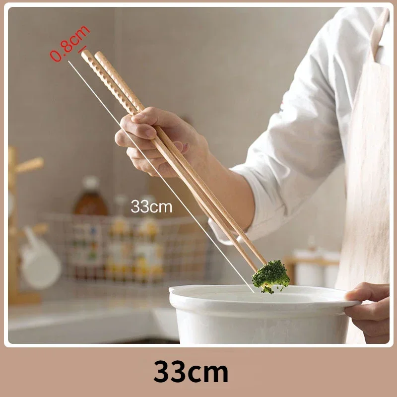 Palillos Largos De Madera Para Cocinar - 2 Pares De 42 Cm, Ideales Para Wok, Frituras O Hot Pot