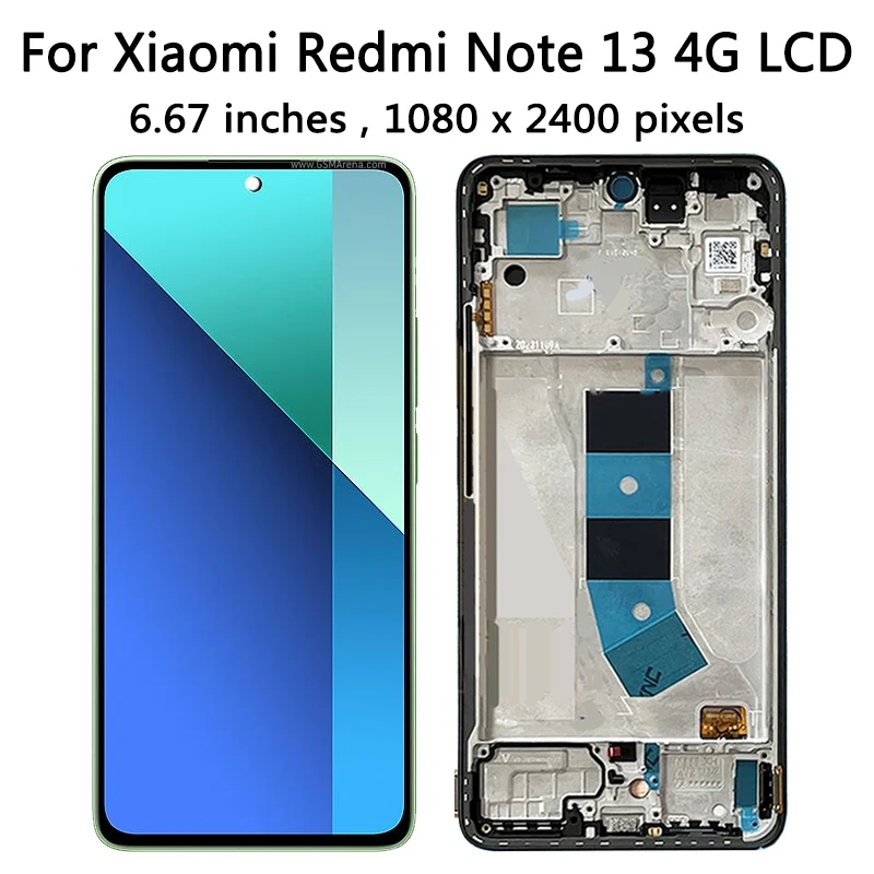 Фото AMOLED дисплей 6,67 дюйма для Xiaomi Redmi Note 13 4G 23129RAA4G 23124RA7EO, ЖК-дисплей Note13 с рамкой, сенсорный экран с дигитайзером в сборе №4