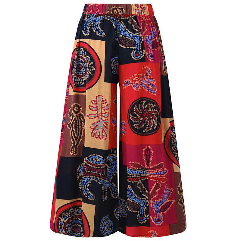 

5xl Women Fashion Boho Yoga Harem Pants Gypsy Hippie Thai Bohemian Wide Leg Pants Women's Elastic Waist Ruched Casual Trousers