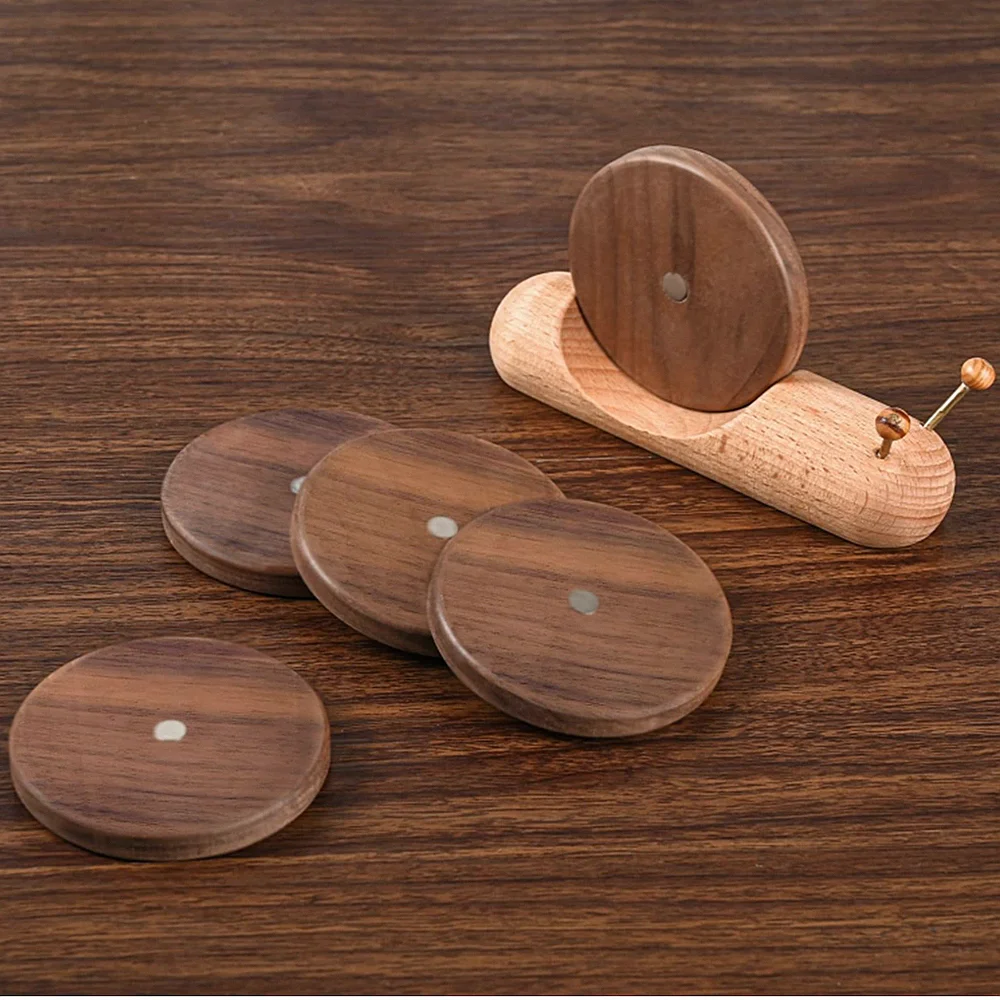 مجموعة قواعد أكواب خشبية على شكل حلزون مكونة من 5...