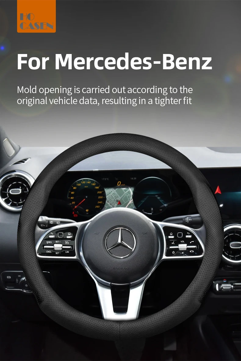 Für Mercedes-Benz Runde Lenkradabdeckung Ultradünnes Mikrofaserleder W204 Vito W203 W124 W210 Slk R171 W177 W639 W206 – Detail 1