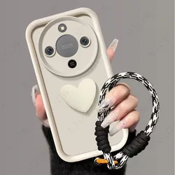 For Honor Magic Lite Series Protective Phone Case with Heart Hand Strap and Shockproof Design (White)