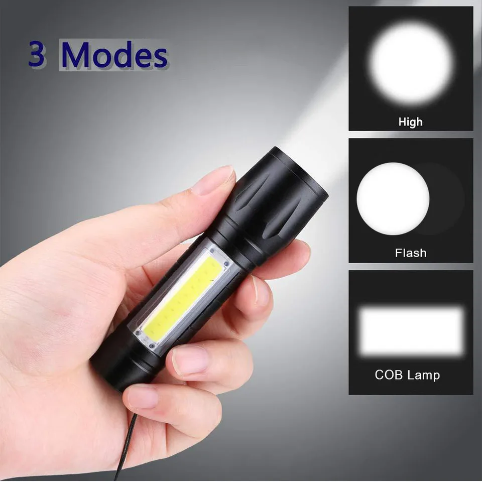 Torcia Frontale LED XPE Q5 Ricaricabile USB Con Zoom - Per Campeggio E Attività Outdoor