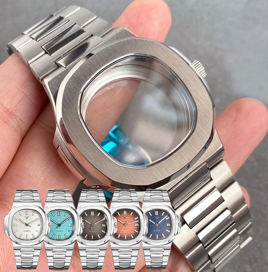 Cassa Per Orologio Quadrata In Oro / Nastro Da 38 Mm Con Bracciale In Acciaio Elettrolico 316L Accessori Per Orologi Per Movimenti NH35 / NH36 / 4R36 - Foto 5