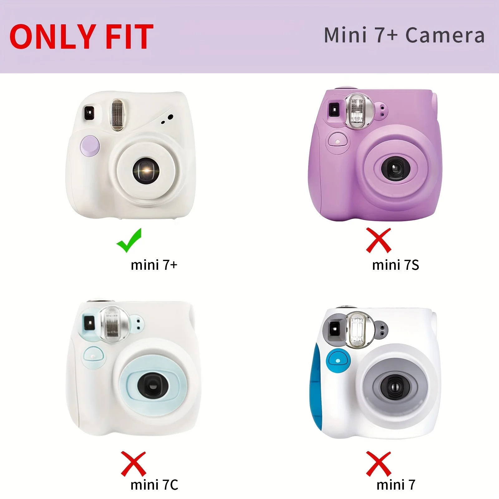 6-piece transparent protective case for Fujifilm Instax Mini 7+ Plus camera case-camera not included