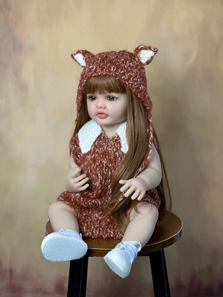 BZDOLL Lifelike Realistic Reborn Baby 55 CM 22 Inch Girl Doll Full Soft Silicone Body Princess Toddler Bebe Birthday Gift 4