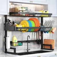 Over The Sink Dish Drying Rack (Expandable Height and Length) Snap-On Design 2 Tier Large Dish Rack Stainless Steel 1