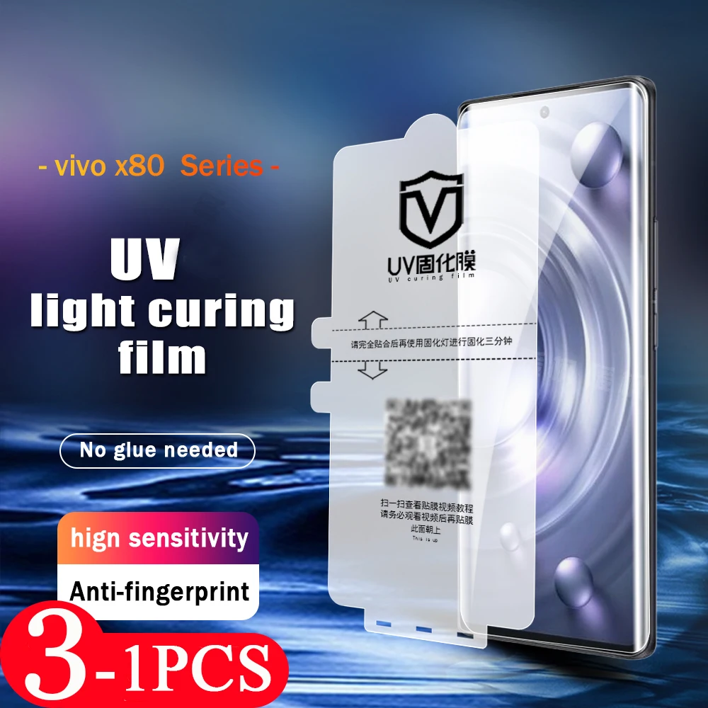 

3/2/1pcs 9D For vivo S12 S15 S16 pro UV light curing film X90 X80 X70 X60 X60S X60T NEX 3 3S pro plus screen protector Not Glass