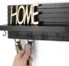 Decorative Key Holder for Wall with Shelf, Entryway Shelf with Hooks Holds Leashes, Jackets and Glasses – Sturdy Wood Key Holder 1