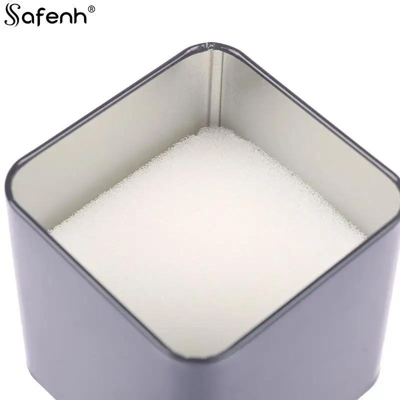 8CM Square Black Watch Organizer Box Show Holder Tinplate Can Metal Sealed Jewelry Gift Box Display Case With Cushion for Watch Storage Box