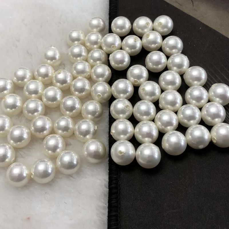 

ELEISPL 60 PCS Loose Beads Half drilled Perfect Round 12.5mm Sea Shell Mother of Pearl #23503-2