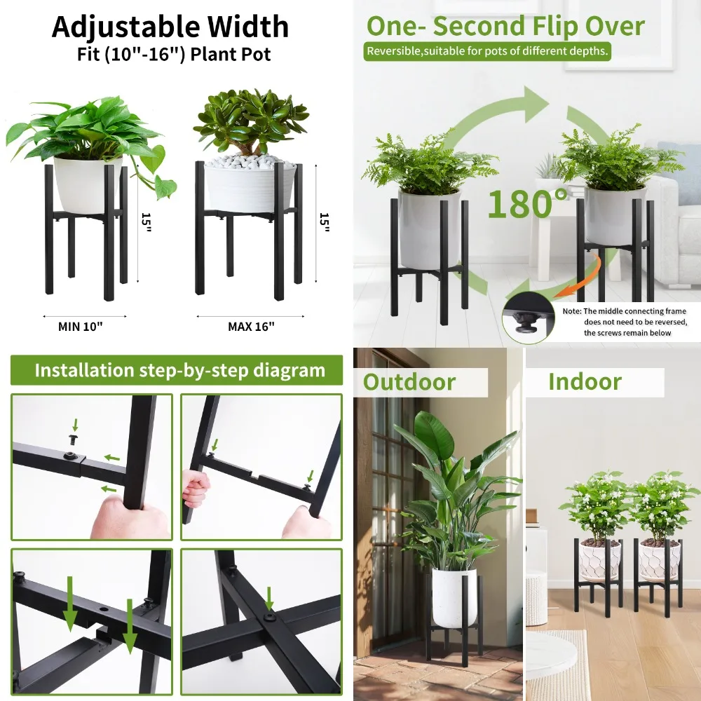 Heavy Plant Stand Four-legged Plant Stand Corner Adjustable Metal Shelves for Flower Pot Outdoor Garden Patio Furniture