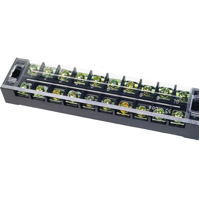 1PCS TB2510 Dual Row Thick Copper Screw Terminal Block Flame Retardant Grounding Strip Wire Connector Durable 600V 25A 2