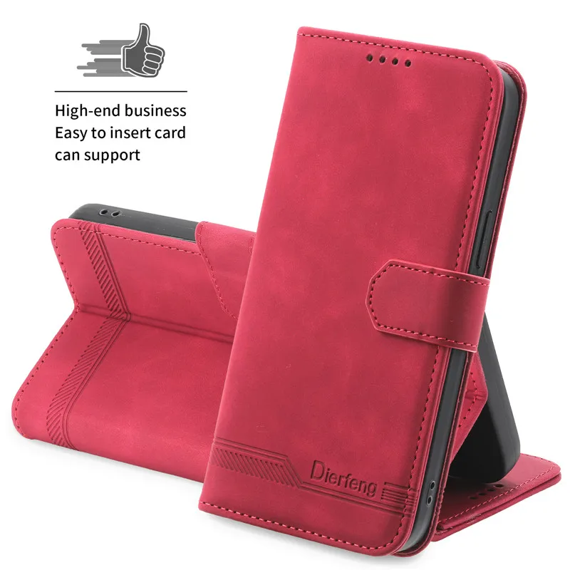 Funda de Cuero Cartera con Soporte Carcasa C03X para Oppo A78 5G Rojo