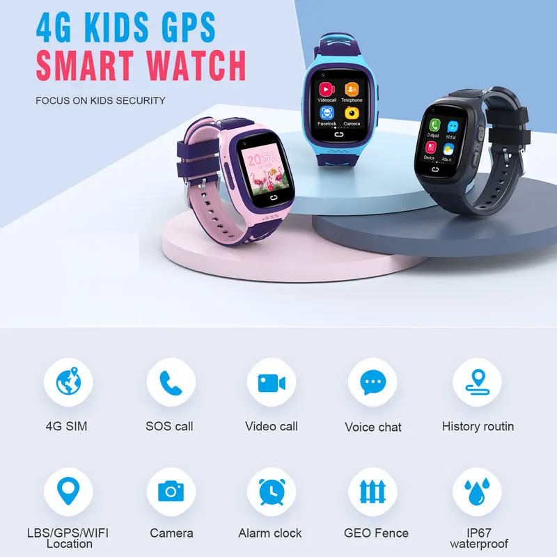 ���ο� ����Ʈ ��ġ Ű�� 4G GPS Wifi Traker ���� ��ȭ SOS Ʈ��Ŀ IP67 ��� ��� Smartwatch ī�޶� �ҳ� �ҳ� ����