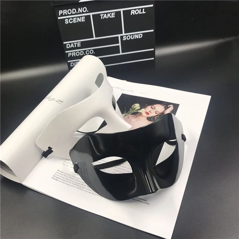 HalloweenHalfFaceMaskMenCoolBlackFakeMaskAdultWhiteZorro