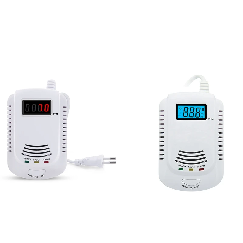 Gas Leak Detector Analyzer Carbon Monoxide Sensor LCD Digital Displayer Natural Gas 2 In 1 Alarm System