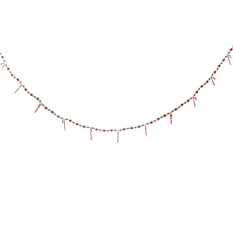 Christmas Candy Peppermint Red Green Beaded String Hanging Xmas Tree for Fireplace Wreath Home Decor Party Supplies