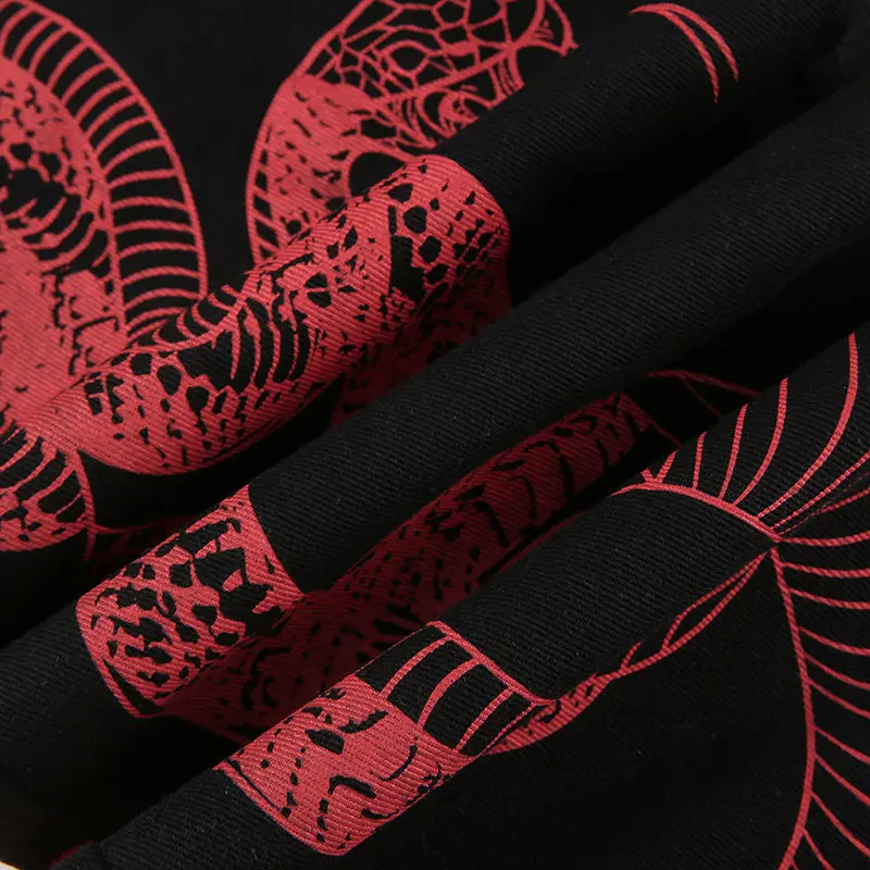Calças de Brim Total em Linha Femininas Estilo Escuro Cintura Alta Comprimento Reta Cobra Padrão Calças 2022 Primavera Streetwear Senhoras Jeans Moda 19 alta comprimento total em linha reta cobra