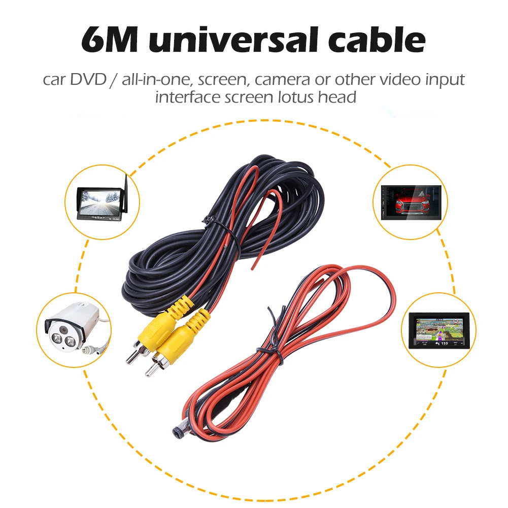 Cavo Video per Telecamera Posteriore in Offerta, Cavo RCA da 6m, Trasmettitore e Ricevitore Video Wireless 2.4GHz per Telecamera di Retromarcia - immagine 3