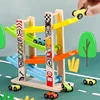 4/7 Track Wooden Ramp Racing Toddler Toy Car Set Montessori Educational Toy Game Mini Inertia Slide Roller Coaster Racing 1