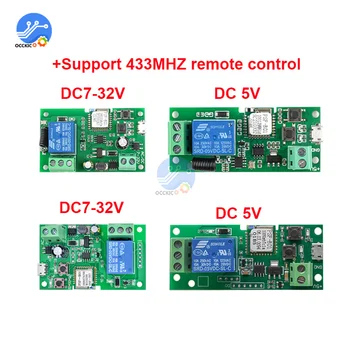 와이파이 원격 제어 릴레이 스위치 모듈, DC 5V 7V-32V, 1 채널, EWelink 앱 시스템용 433MHZ 원격 제어 지원