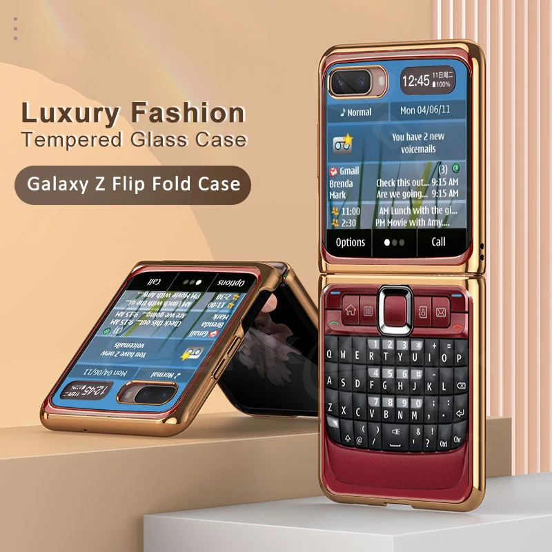 

Оригинальный складной чехол GKK для Samsung Galaxy Z, флип-чехол для телефона, роскошный чехол из закаленного стекла с покрытием по краям для Samsung Z, флип-чехол для телефона