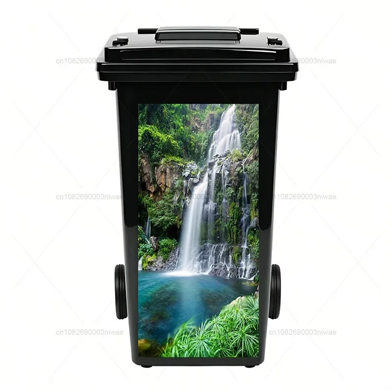 Trash Can Sticker Plant landscape painting trash can stickers outdoor trash can stickers PVC waterproof decorative stickers