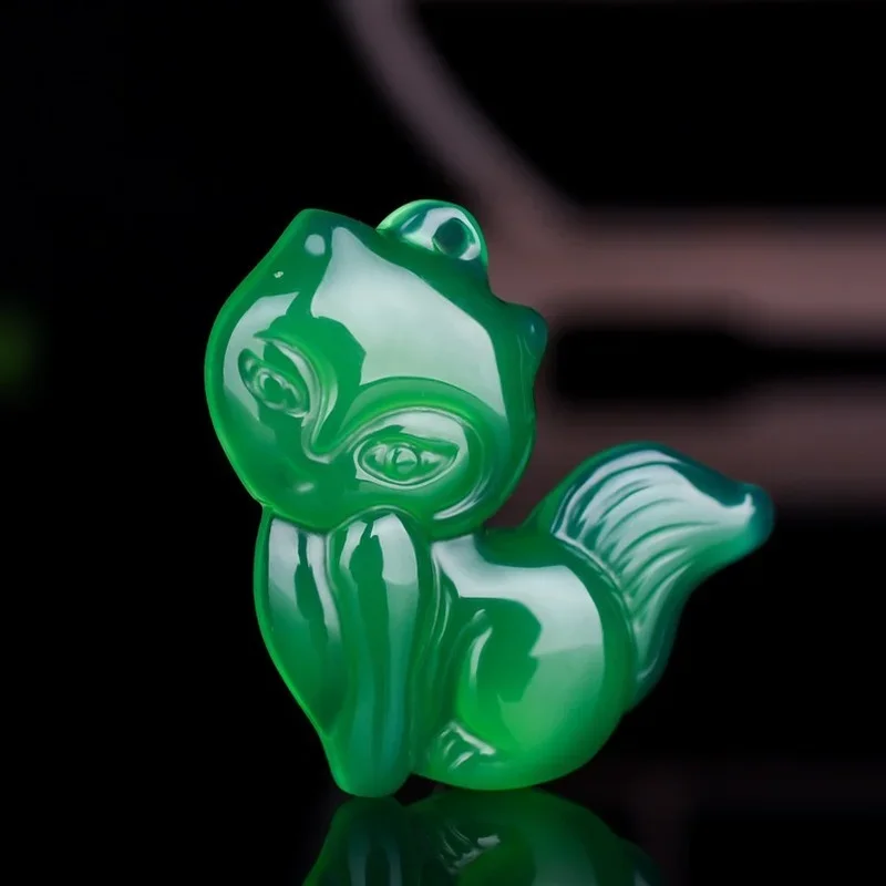 

Натуральный китайский зеленый халцедон, ручная работа, подвеска из лисы, модные ювелирные изделия для мужчин и женщин, ожерелье из зеленого агата, популярные подарки