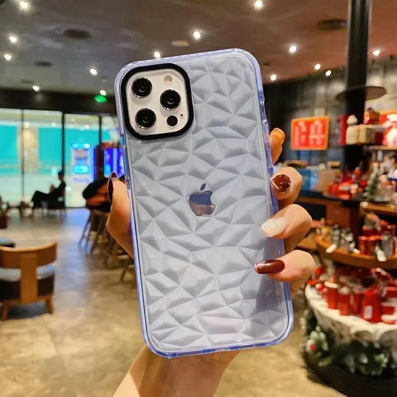 Diamond Pattern Shockproof Transparent Phone Case